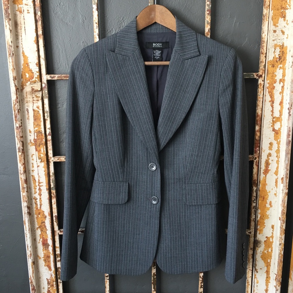 Body By Victoria Pinstriped Blazer/Jacket Size 6